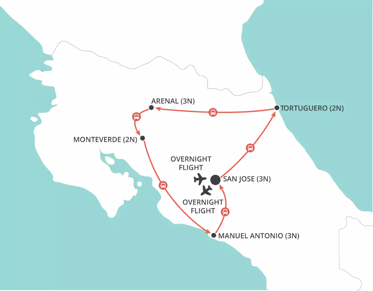 Colours of Costa Rica map
