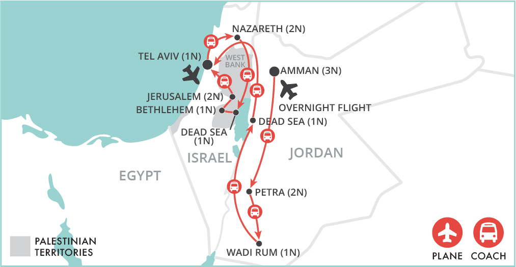Jordan & Israel Discovery map