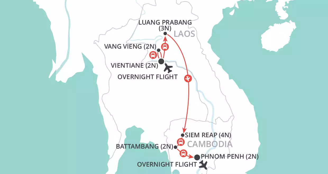 Laos and Cambodia Unveiled map