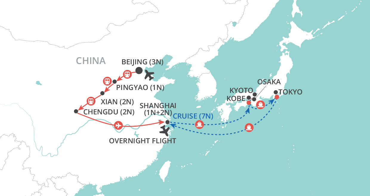 China by Land, Japan by Sea map