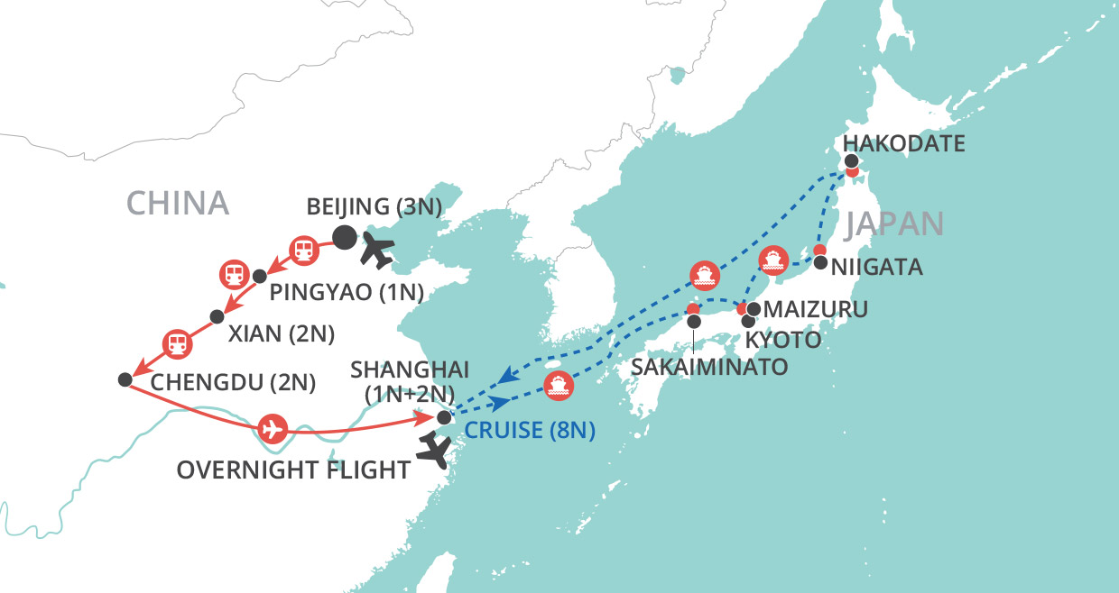 China by Land, Japan by Sea C map