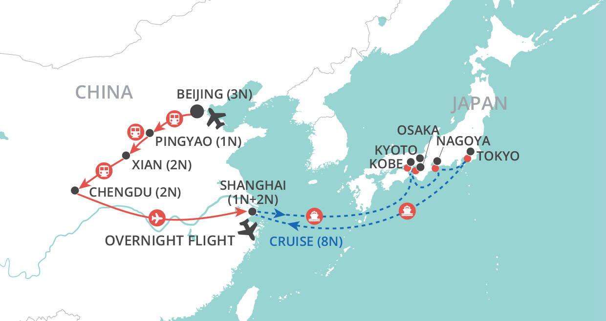 China by Land, Japan by Sea B  map