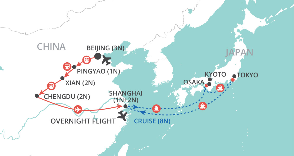 China by Land, Japan by Sea D map