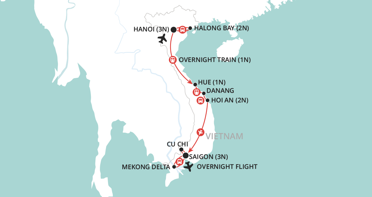 Vietnam & the Reunification Express map