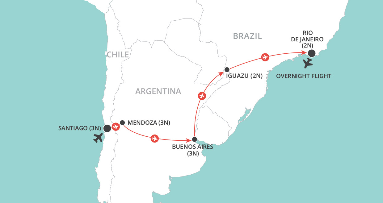 Wines & Wonders of South America  map