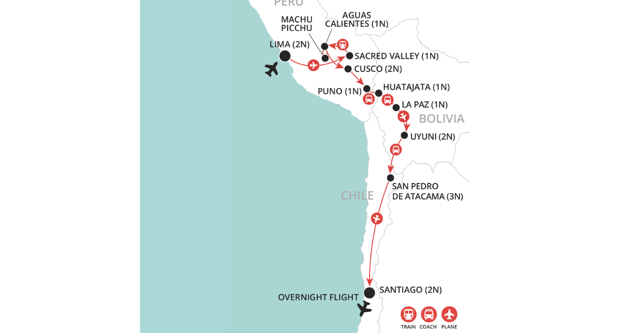 Andes to Atacama Adventure  map