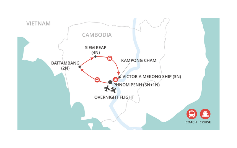 Angkor & Mekong Uncovered map