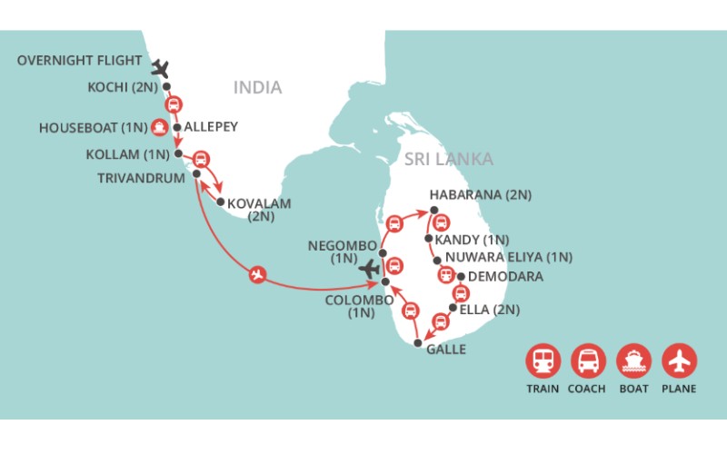 Southern India & Sri Lanka  map