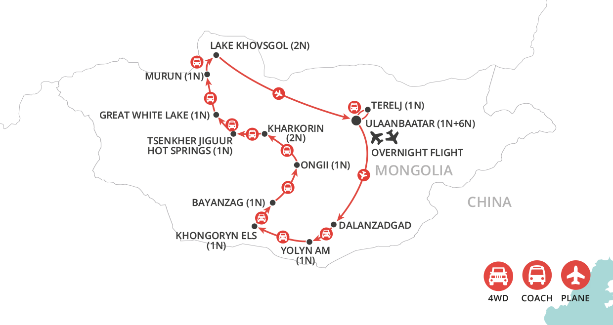 Mongolia & Naadam Festival map