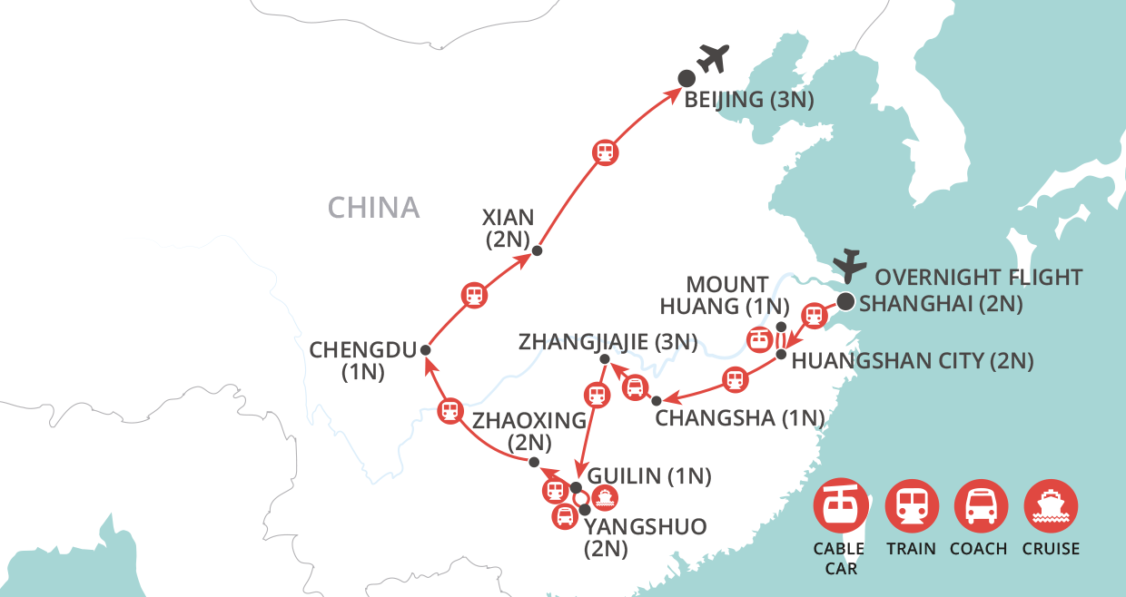Discover China by Rail map