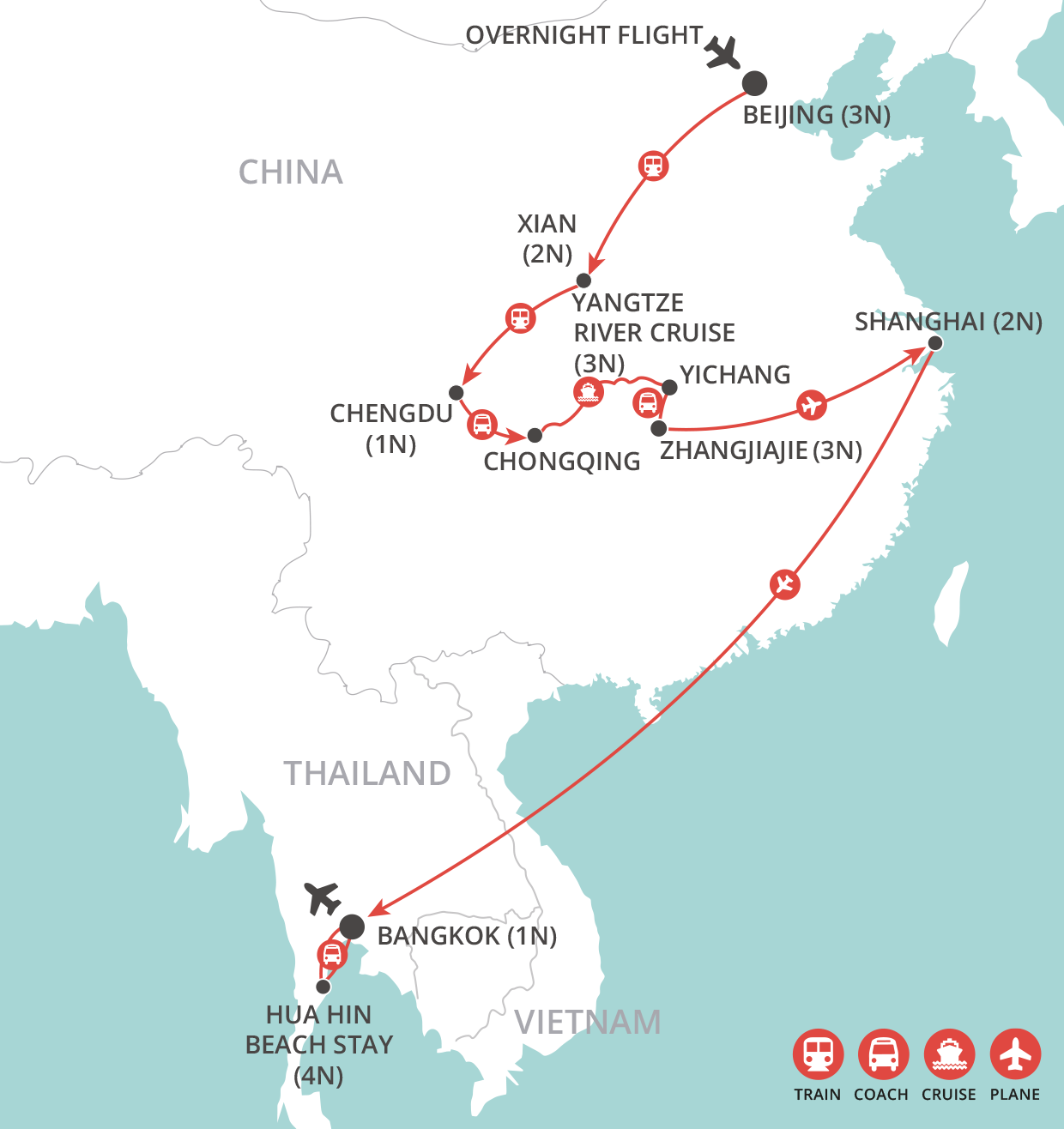 Gems of China & Hua Hin Beach map