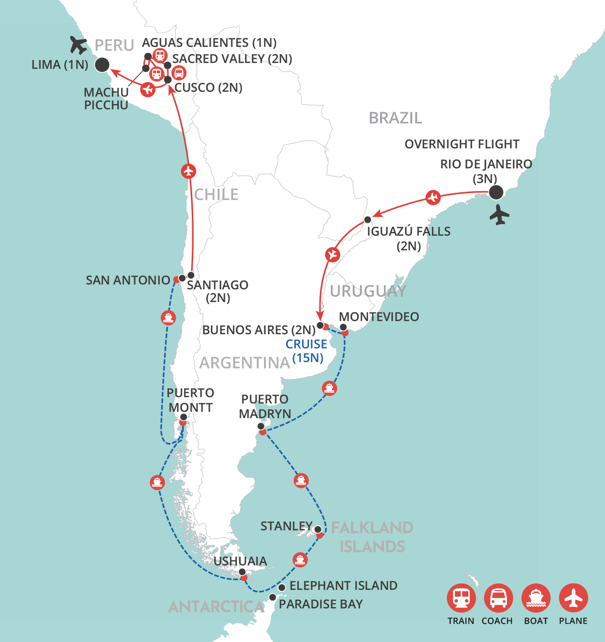 South American Odyssey map