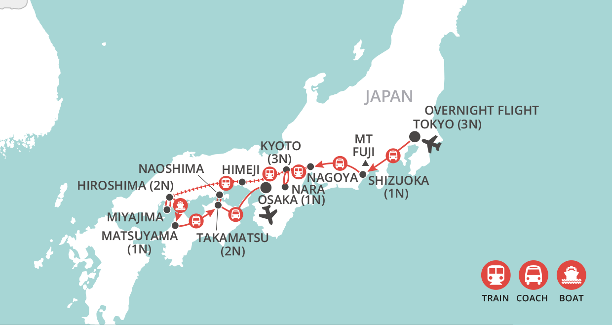 Gems of Japan & Shikoku map