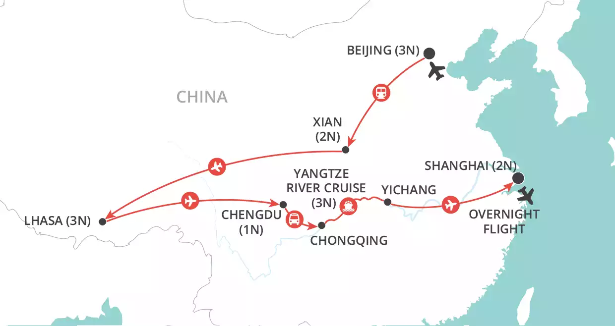 China & Tibet Discovery  map