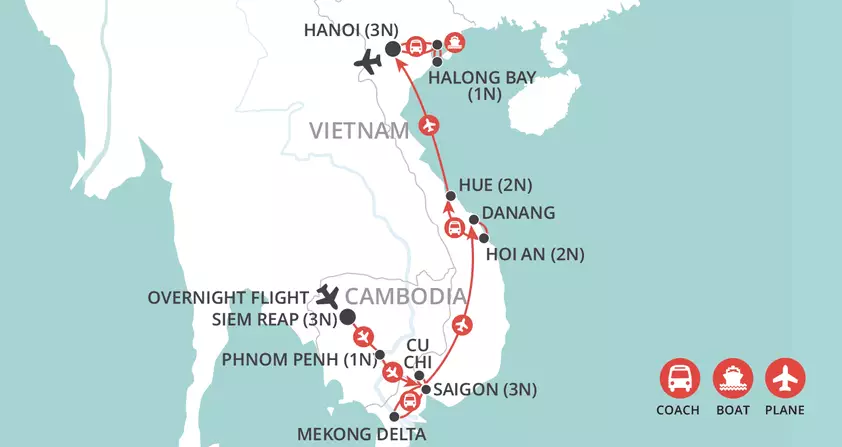 Angkor to the Bay map