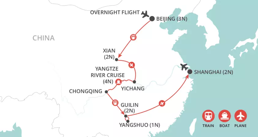 Wonders of China map